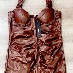 Brown leather fitted fashion nova dress